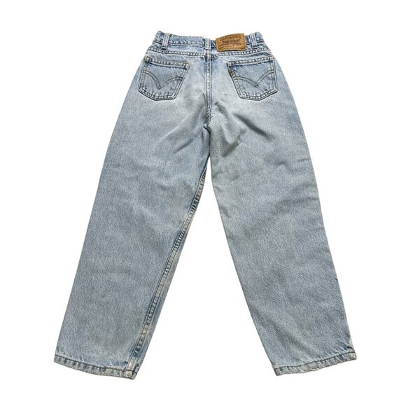 Vintage Levi’s 550 Orange tab Youth Relaxed Fit Jeans Light Wash Distressed Sz 7 - Picture 7 of 12